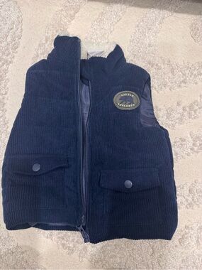 Kids Navy Corduroy Puffer Vest -